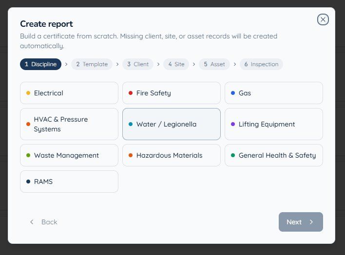 CertFlow report wizard including RAMS