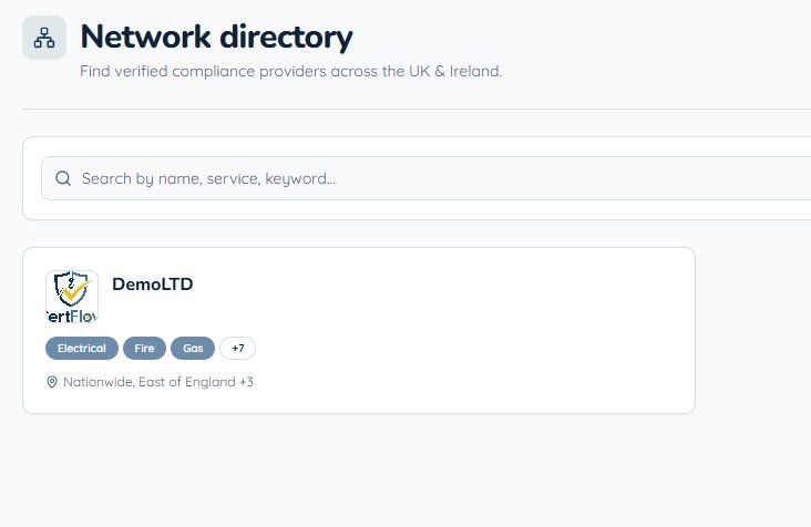 Directory of verified providers