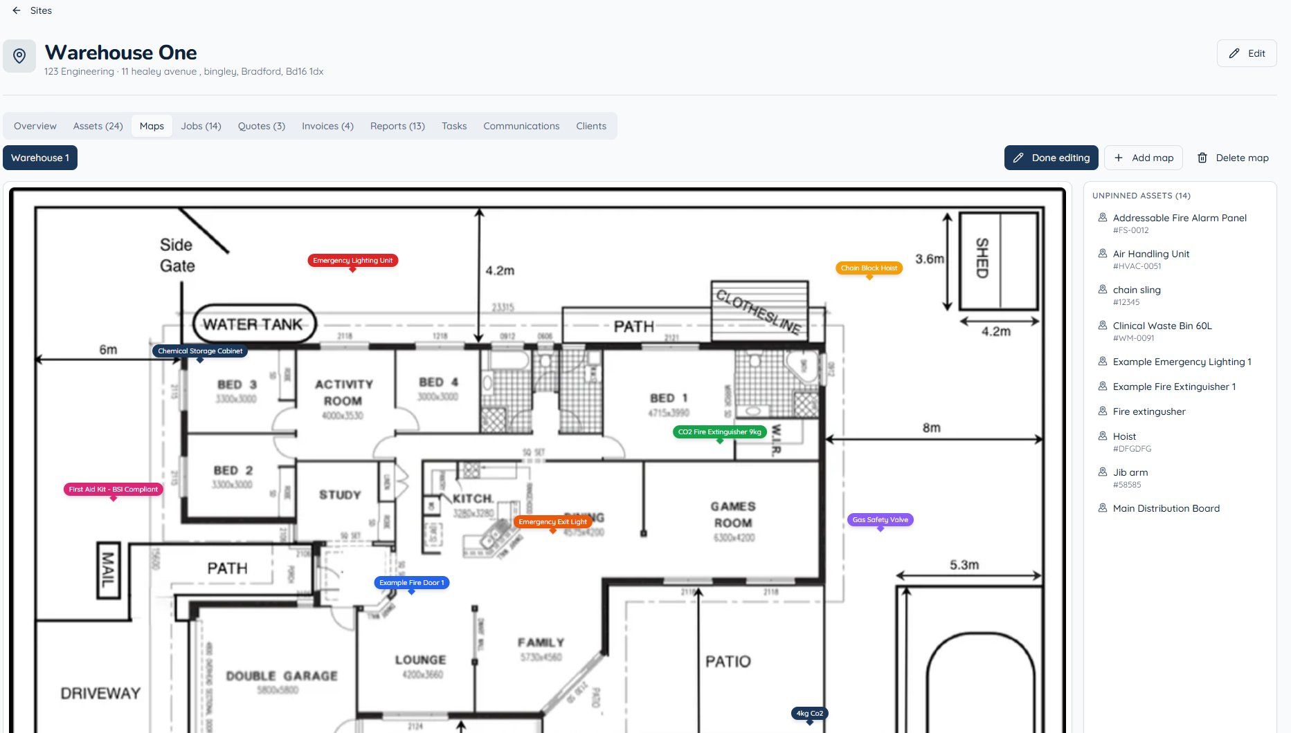 CertFlow site map with asset pins