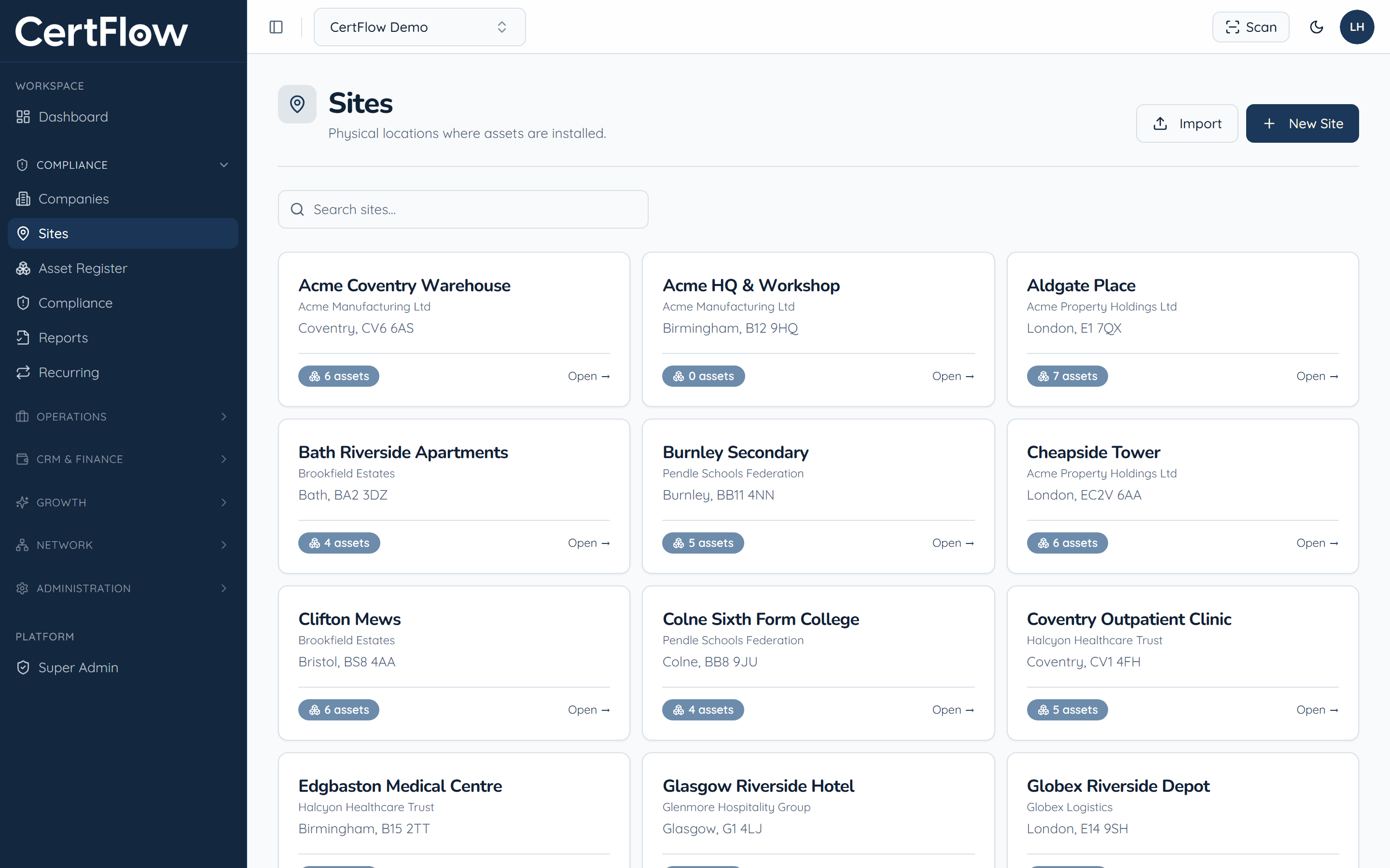 How to add a site: Open Sites and click New Site