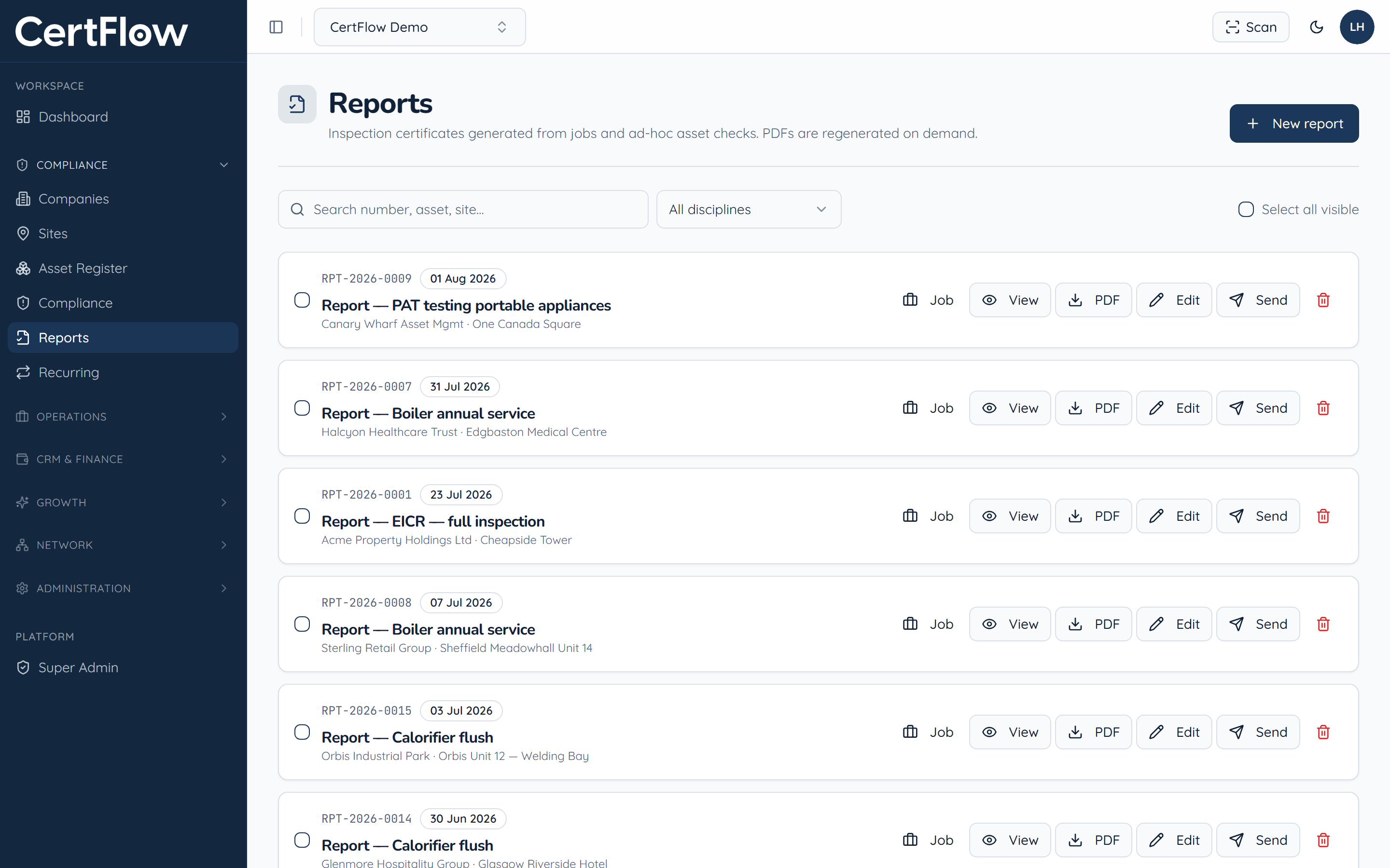 How to generate and send a certificate: Open Reports