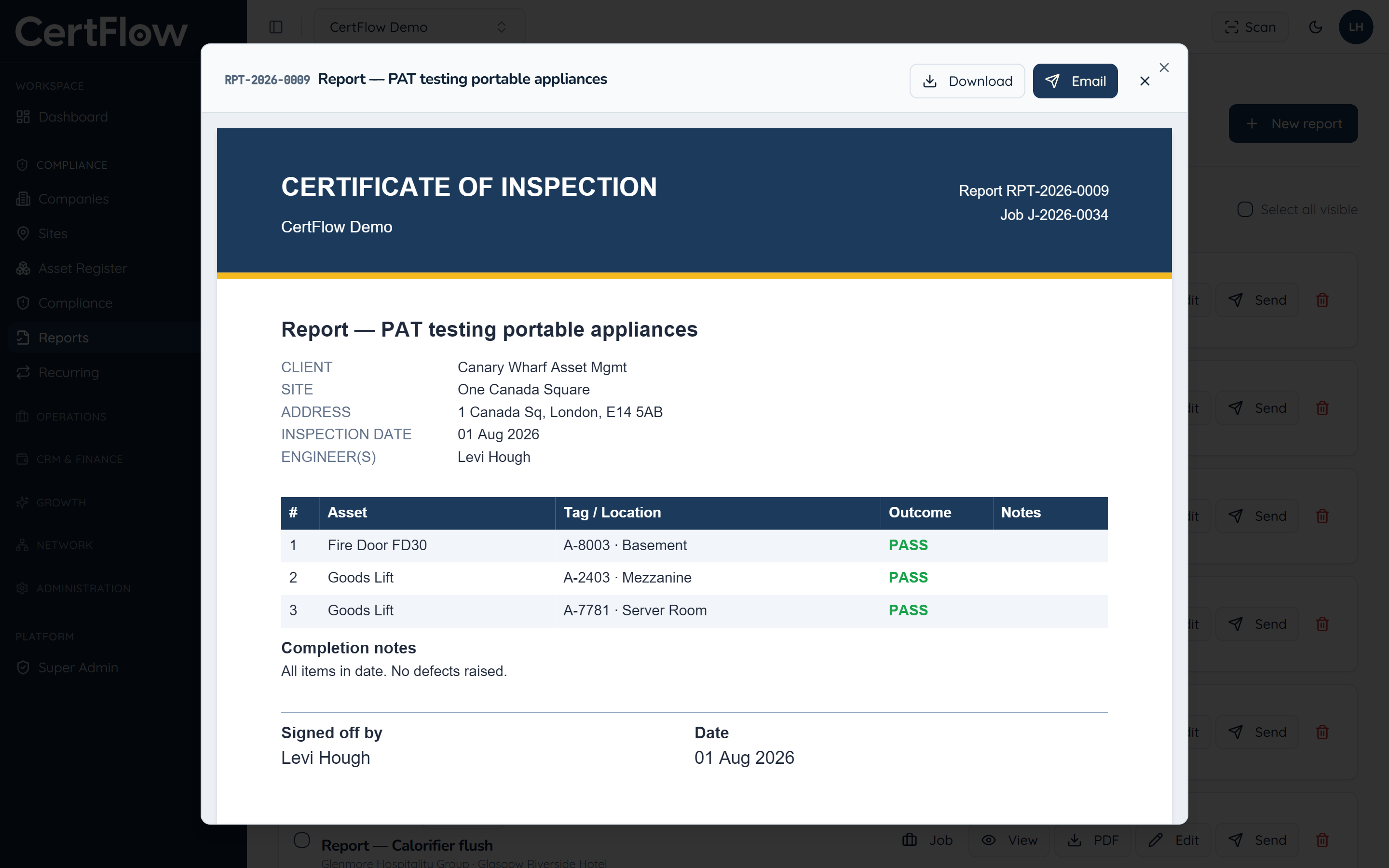 How to generate and send a certificate: View the certificate