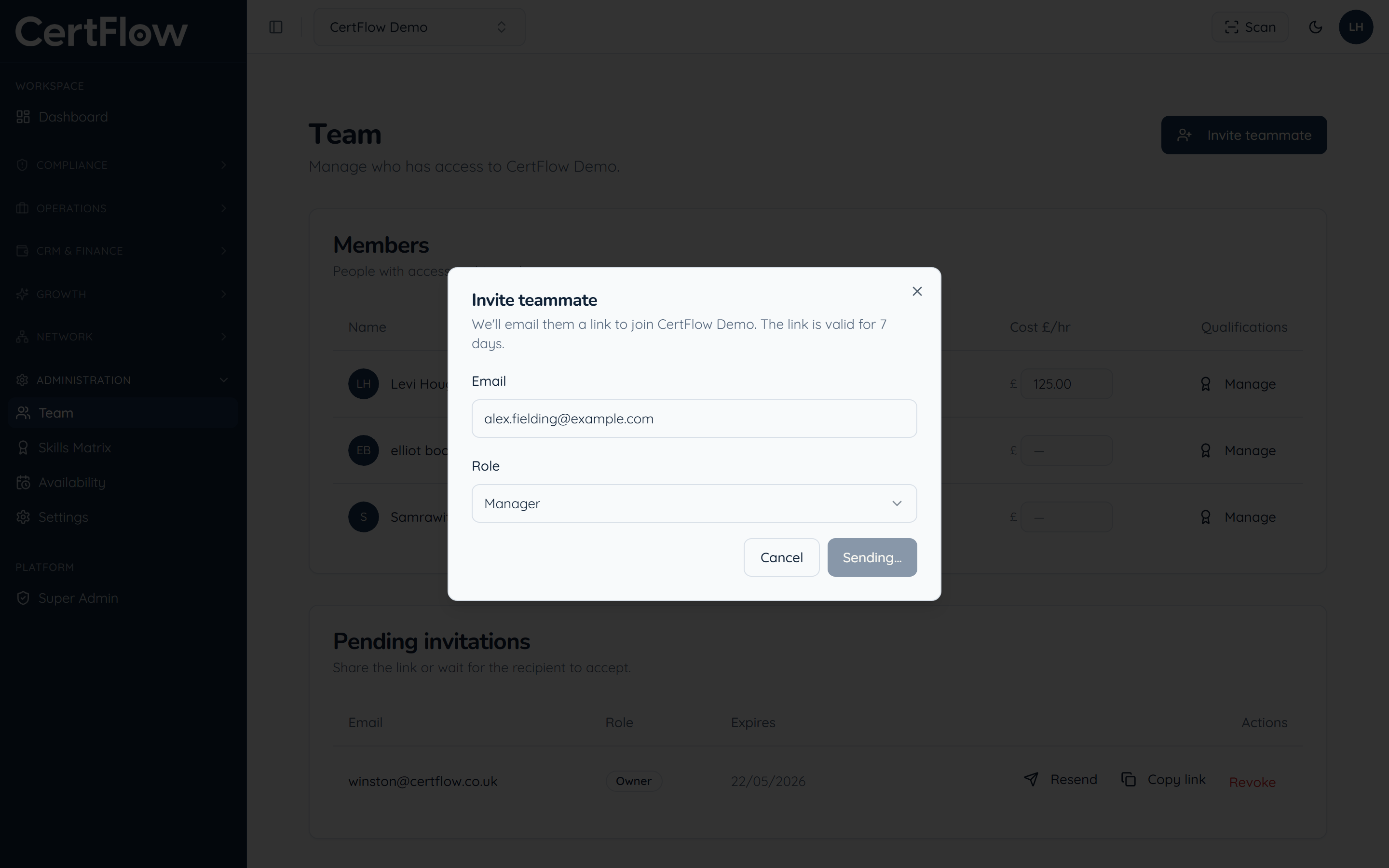 How to invite your team: Send the invitation