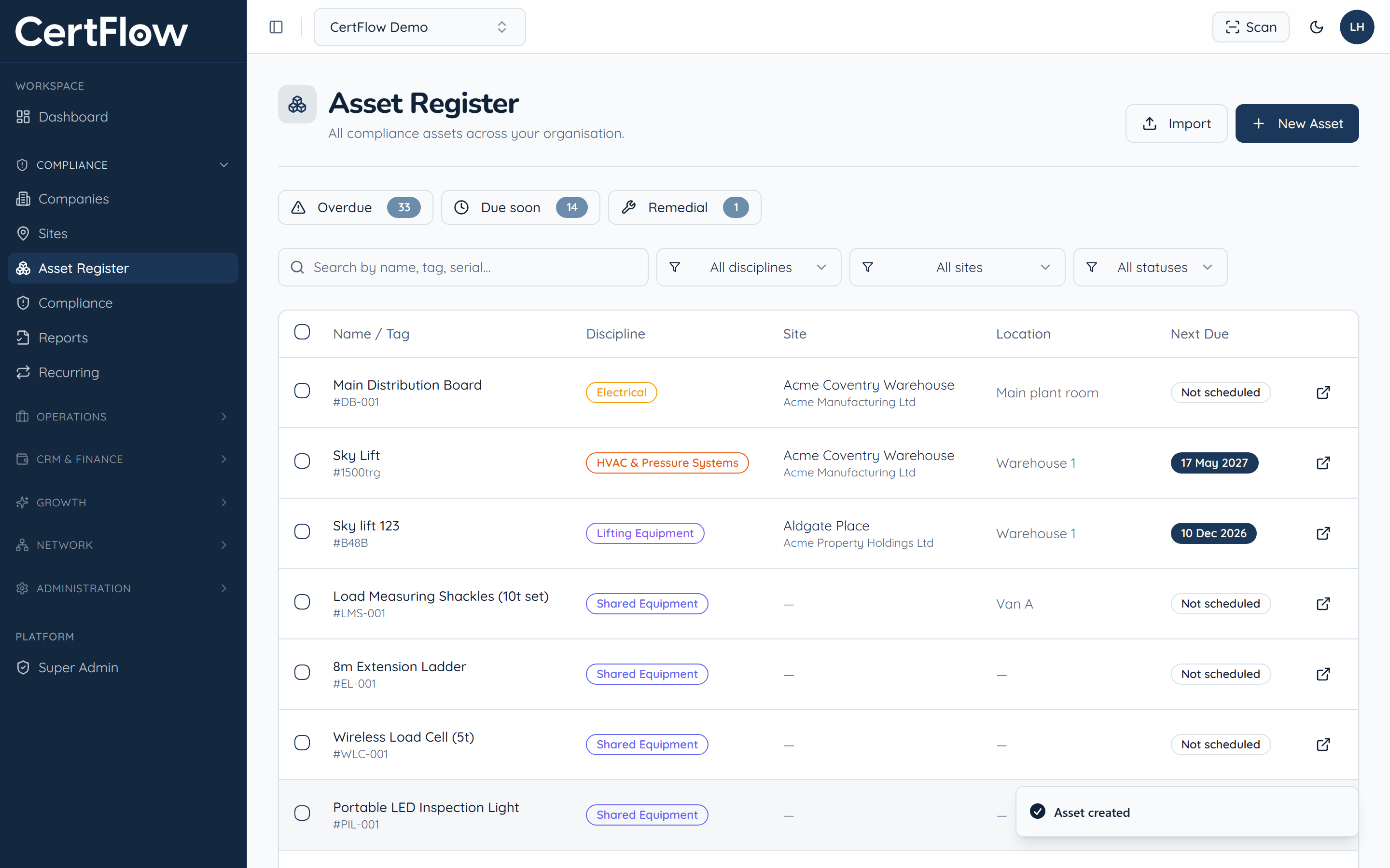 How to register an asset: Save