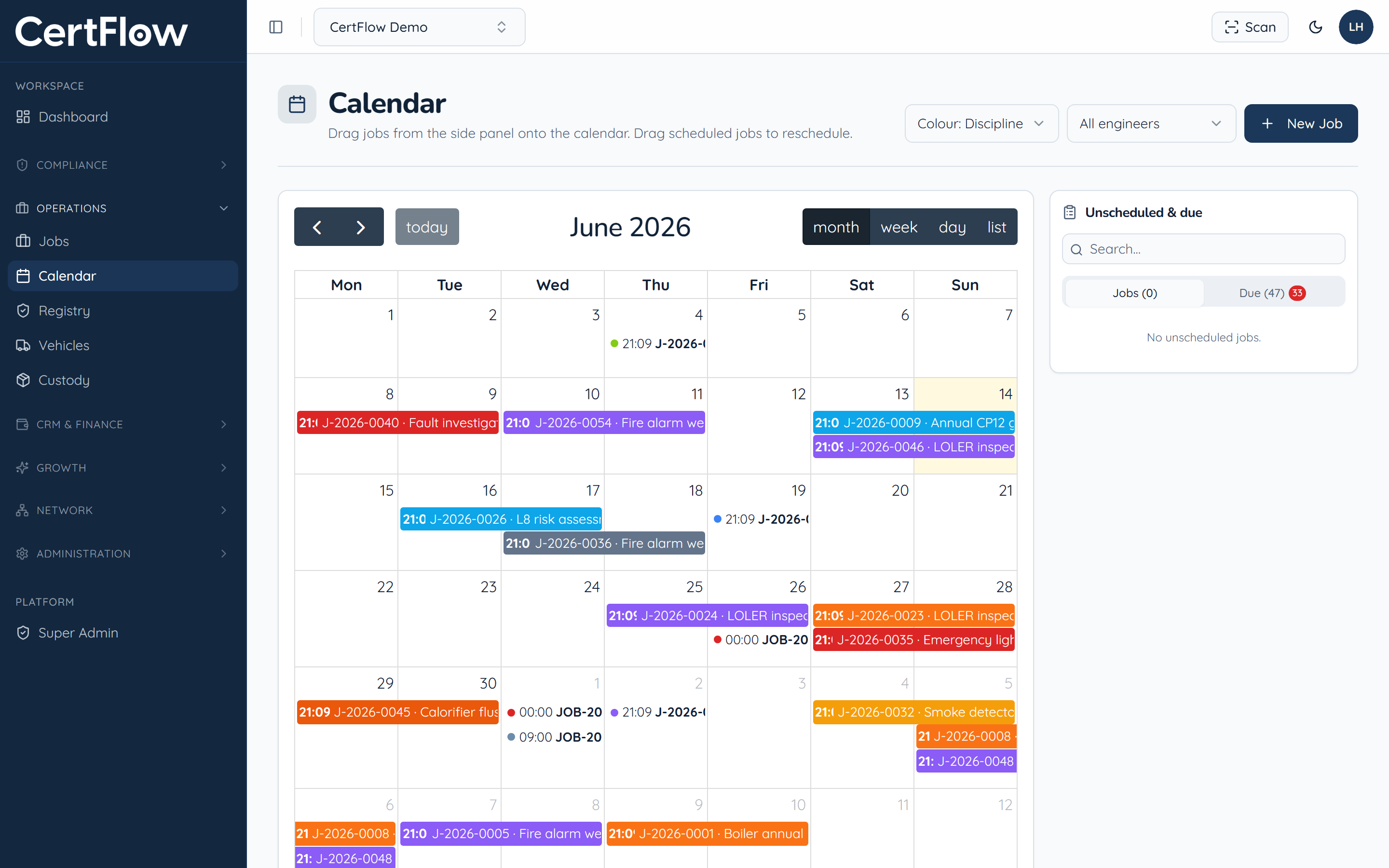 Using the calendar: Open the Calendar