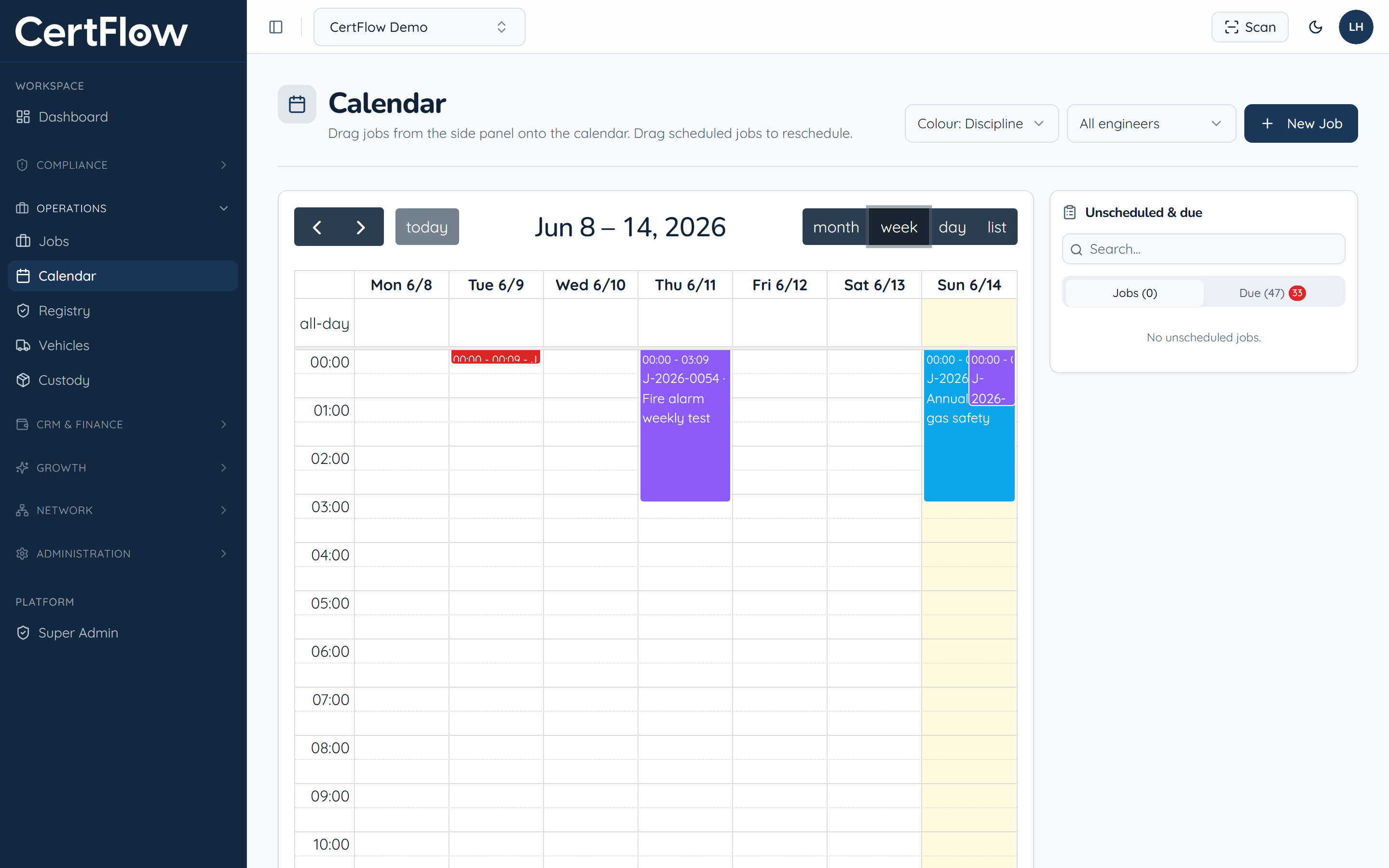 Using the calendar: Switch views and reschedule